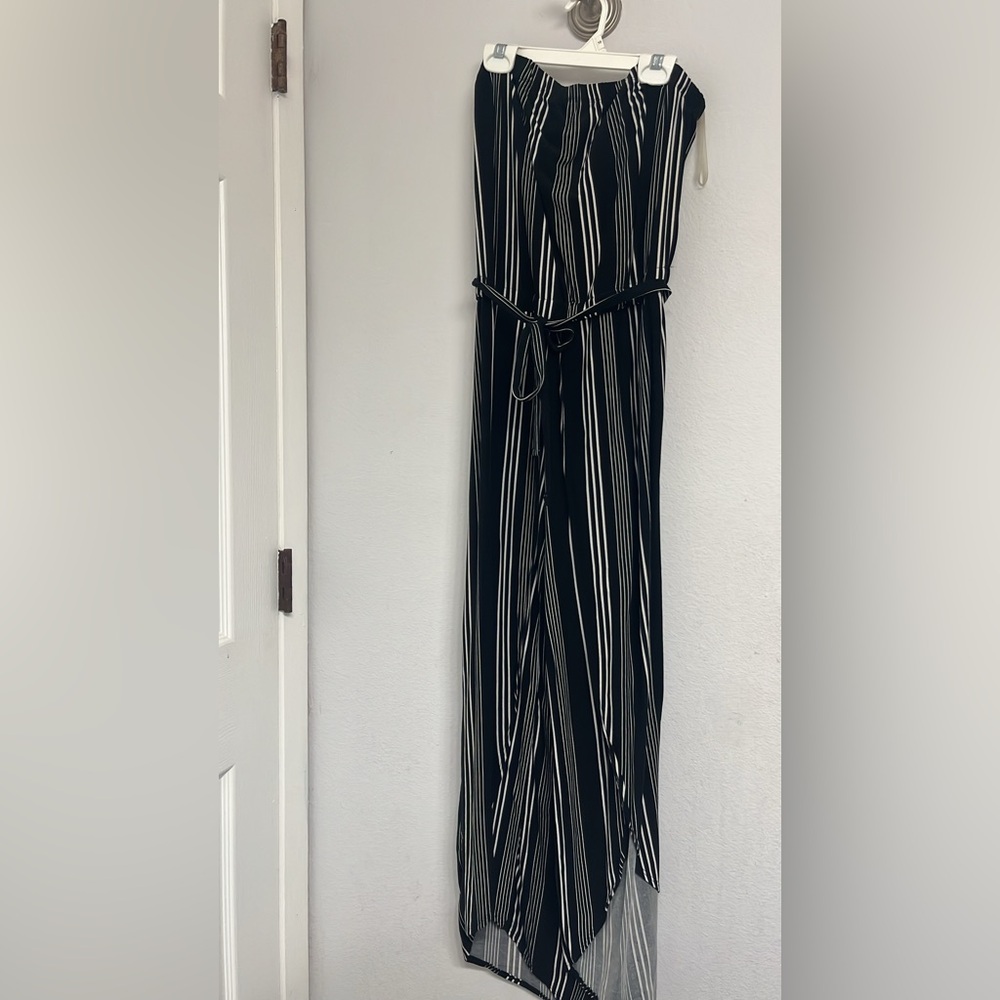 Black and White Striped Jumpsuit